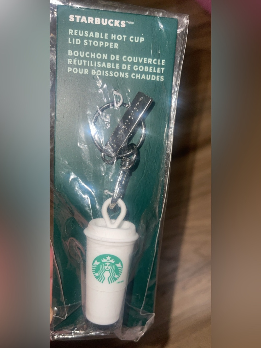 Starbucks White Reusable Hot Cup Lid Stopper Keychain limited edition 2025